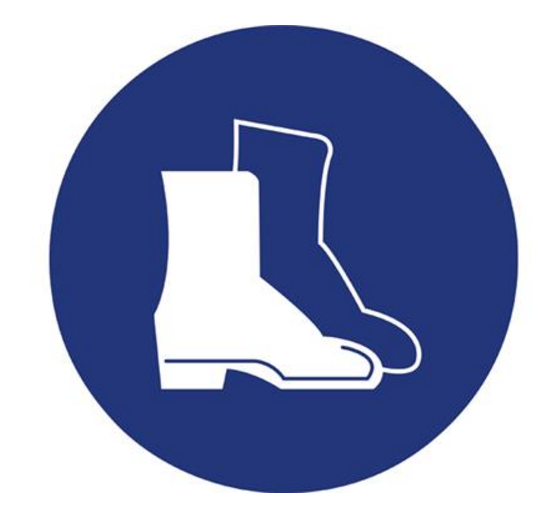 AUTOCOLLANT &quot;CHAUSSURES DE SÉCURITE OBLIGATOIRE&quot; [Taille: 10cm]