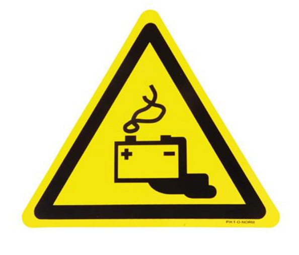 AUTOCOLLANT "DANGER DÉGAGEMENT ACCU" 9CM