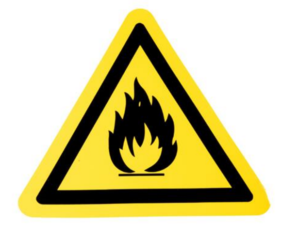 AUTOCOLLANT &quot;DANGER MATIÈRES INFLAMMABLES&quot; 18CM