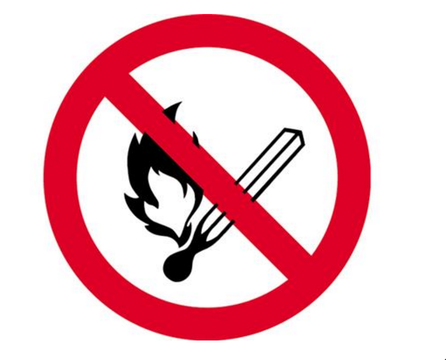 AUTOCOLLANT "INTERDIT DE FAIRE UNE FLAMME" [Taille: 20cm]