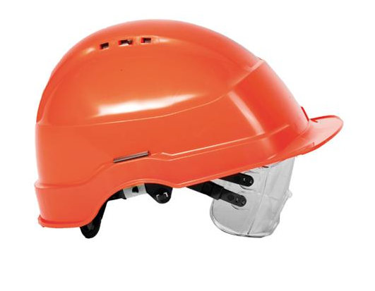 CASQUE DE CHANTIER ORANGE EN POLYAMIDE + LUNETTE DE PROTECTION