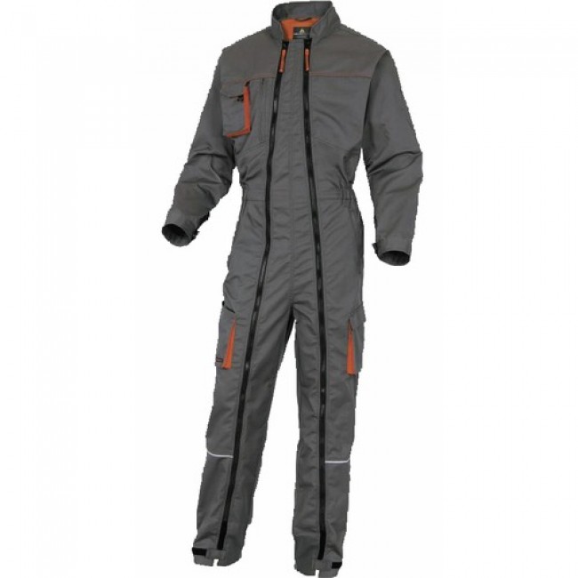 COMBINAISON DE TRAVAIL GRIS/ORANGE DOUBLE ZIP [Taille: L 3 = 42/44]
