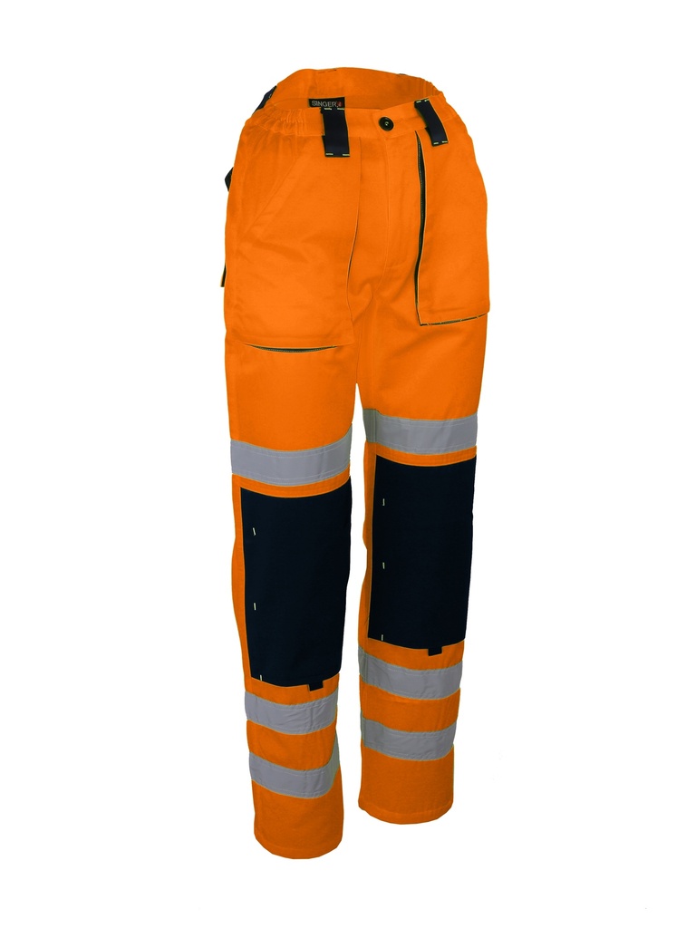 PANTALON HAUTE-VISIBILITE ORANGE/MARINE [Taille: Taille S]