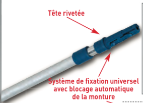 RALLONGE TELESCOPIQUE ALU TÊTE CONIQUE [Taille: 130cm]
