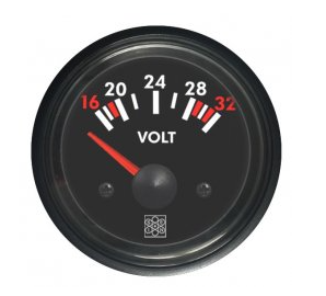 VOLTMÈTRE ANALOGIQUE AIGUILLE ROUGE Ø52 16/32V