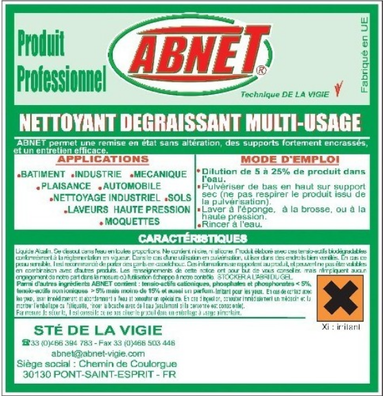NETTOYANT MULTI-USAGE BIODÉGRADABLE ABNET 20L