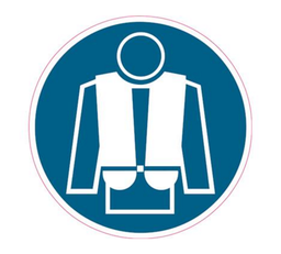 [OUA975] AUTOCOLLANT &quot;GILET OBLIGATOIRE&quot; Ø10CM